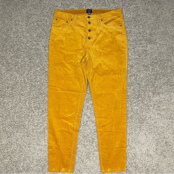 J Crew high rise skinny corduroy pants 32 mustard button fly casual trousers - Picture 5 of 7